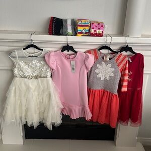 4 Girls dresses all size 5 and 4 pair of tights